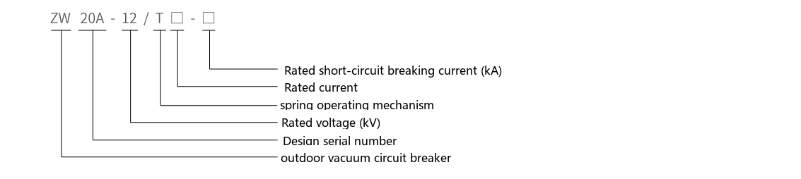 ZW20A-12/630A outdoor high-voltage vacuum circuit breaker type designation diagram