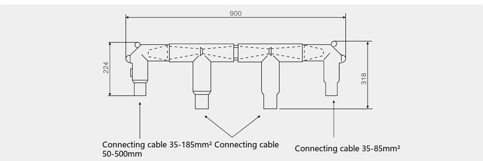 American cable branch box example 1: four-way incoming/outgoing scheme diagram
