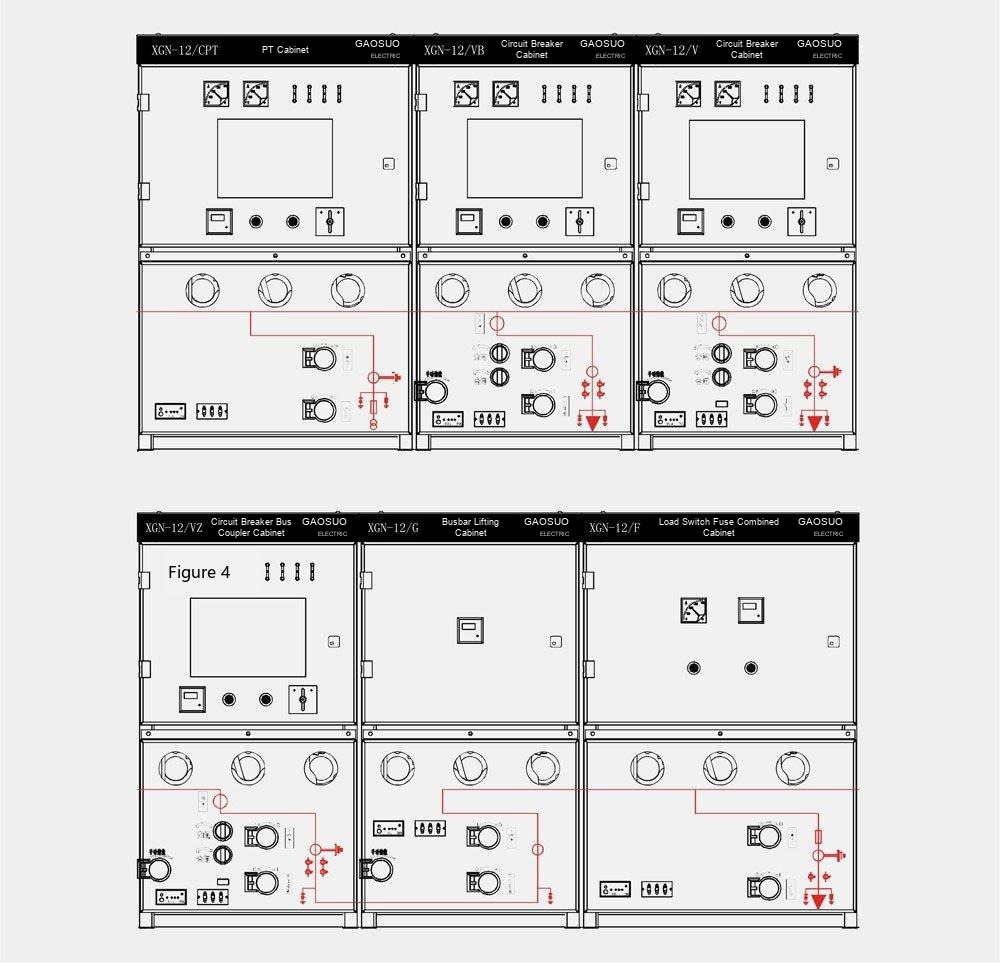 XGN-12 solid fully-insulated enclosed ring-main switchgear design scheme diagram