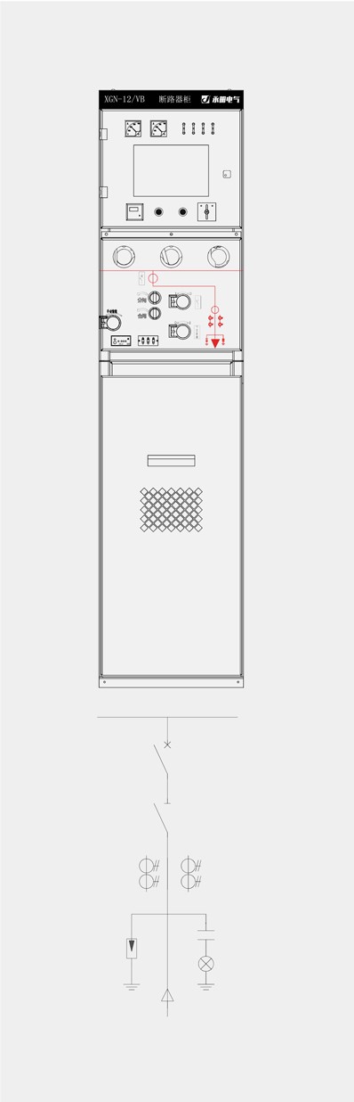 XGN-12 solid fully-insulated enclosed ring-main switchgear circuit-breaker tie cabinet structure diagram