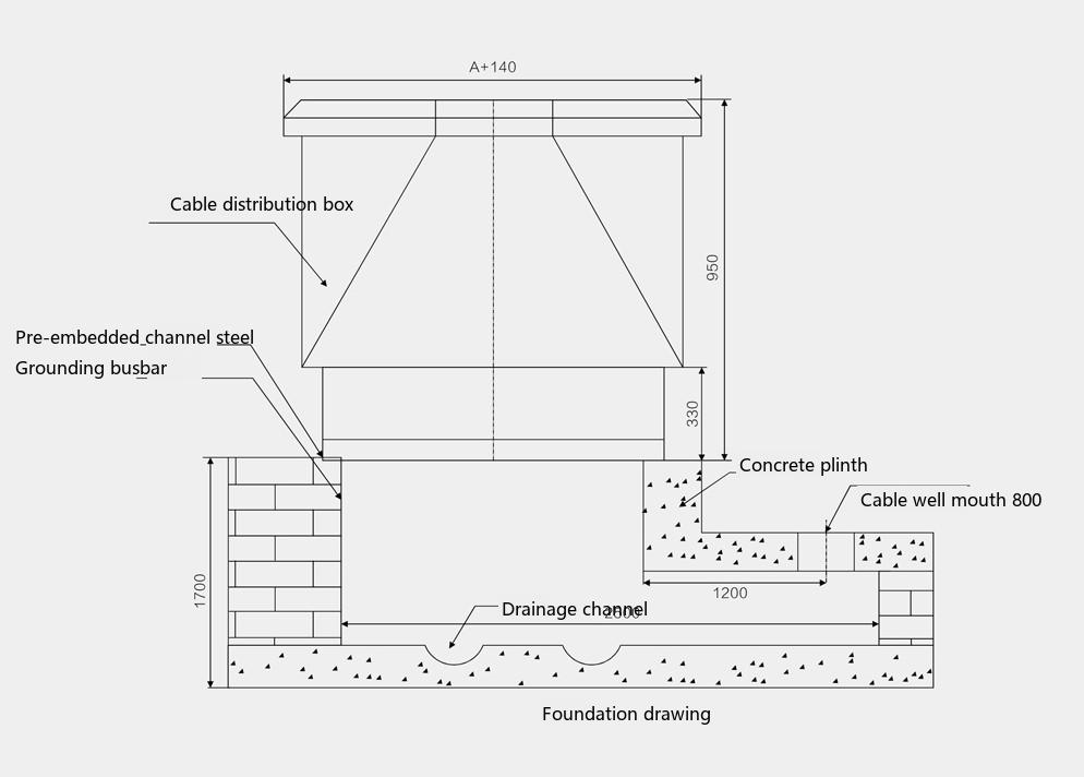 European cable branch box foundation dimensions drawing