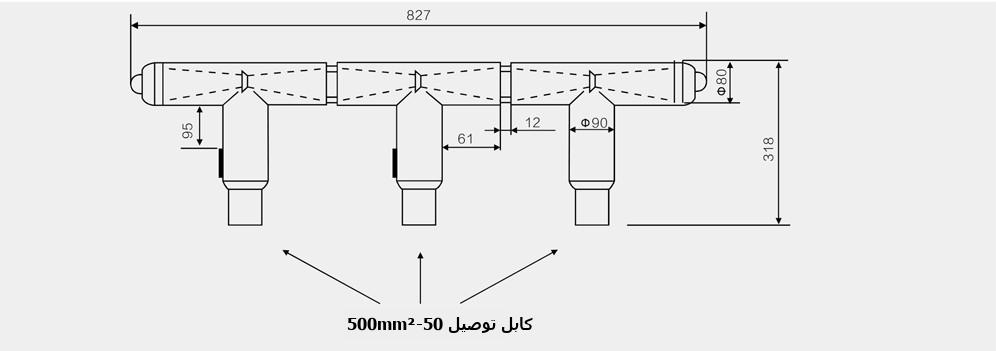 American cable branch box example 2: three-way incoming/outgoing scheme diagram