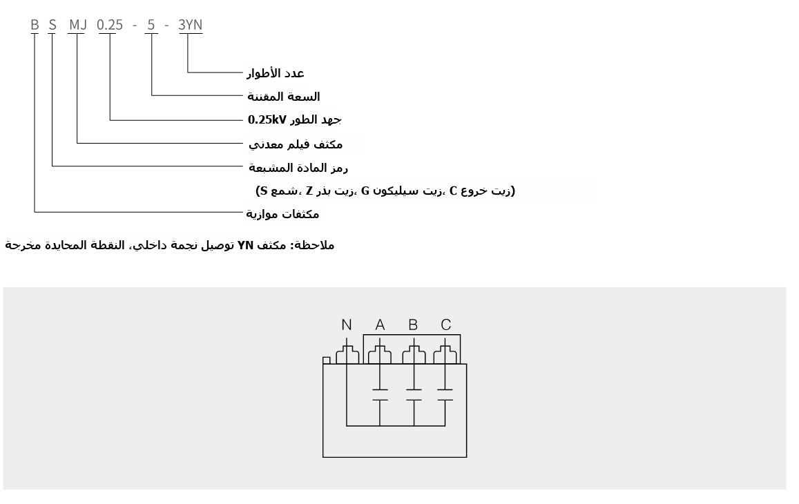 BSMJ split-phase compensation capacitor type designation diagram