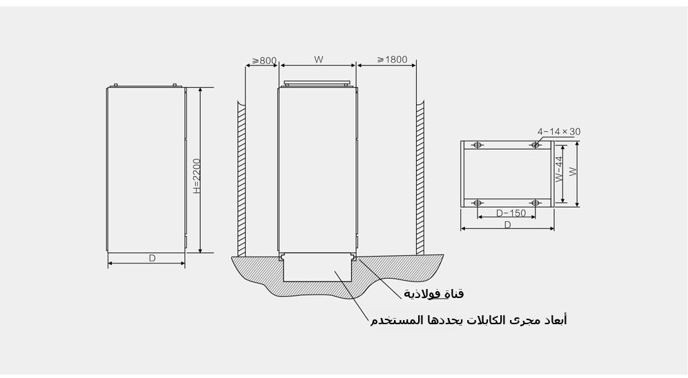 outline & installation dimensions of the GCS switchgear