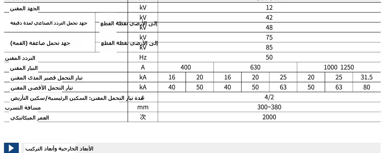 GN19-12 main technical parameters table (original sample image)
