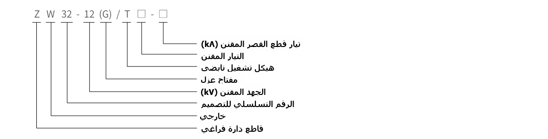 مخطط تعيين نوع قاطع الدائرة الفراغي الخارجي عالي الجهد ZW32-12(G)/630A