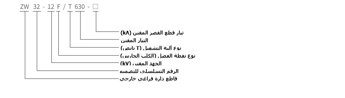 مخطط تعيين نوع قاطع الدائرة الفراغي الخارجي للتقسيم ZW32-12FG/630A