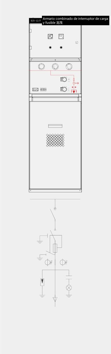 Diagrama estructural del armario de elevación de la aparamenta de red en anillo encerrada totalmente aislada en sólido XGN-12