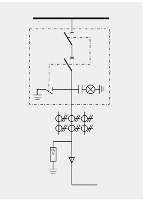 Diagrama del circuito principal de la aparamenta compacta aislada en aire HXGN□-12