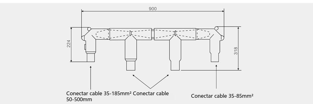 caja de derivación de cables de tipo americano ejemplo 1: diagrama del esquema de entrada/salida de cuatro vías
