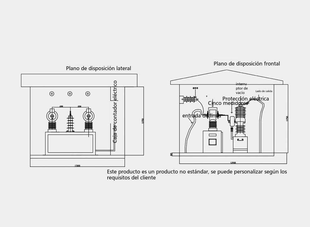 diagrama de estructura exterior del dispositivo integrado de medición prepago y facturación con interruptor de frontera de pie