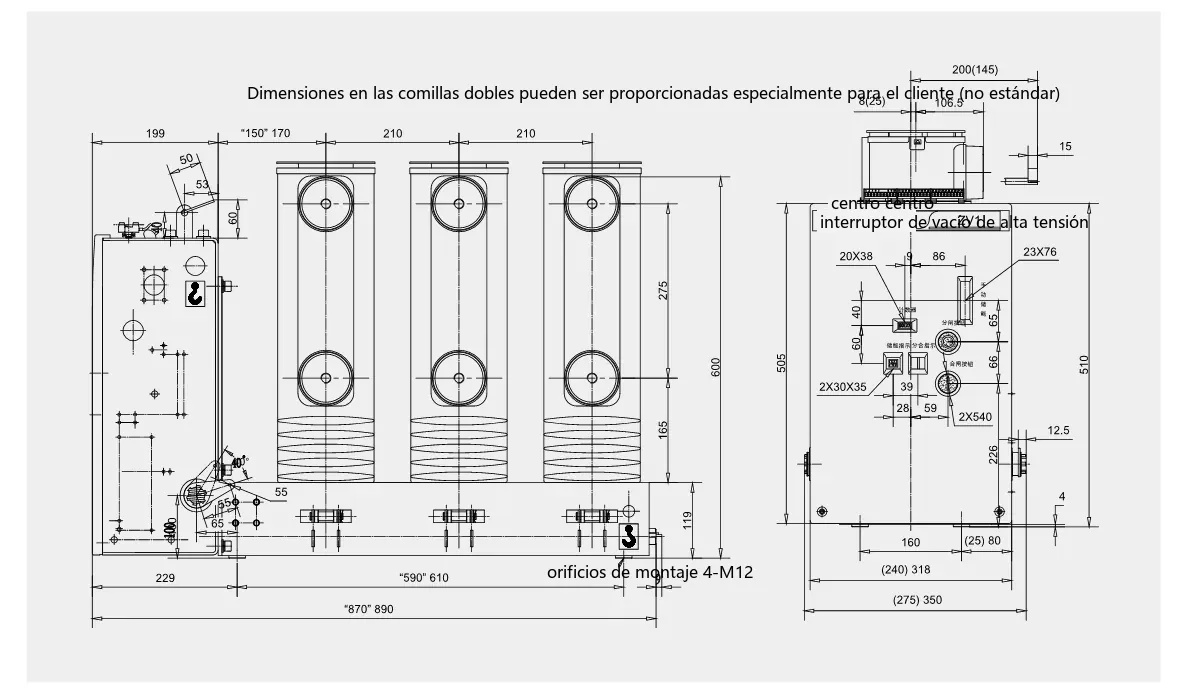 Dimensiones generales y de montaje del ZV1(VS1)-12