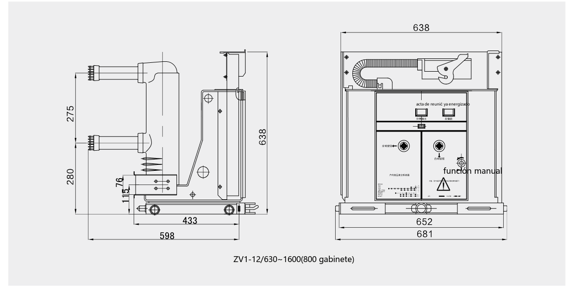 Dimensiones generales y de montaje del ZV1(VS1)-12