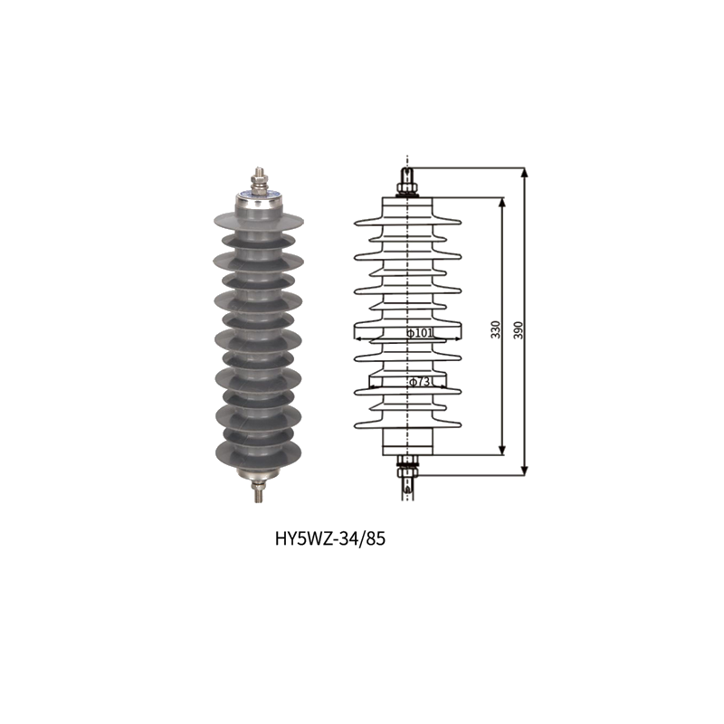 Dimensiones generales del pararrayos de óxido metálico de 10kV con explosor de descarga
