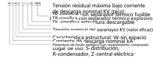Designación de tipo del pararrayos desmontable HY5WS-17/50DL-TB