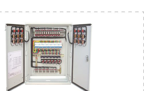 estructura interna de la caja de control de doble puerta (abierta)