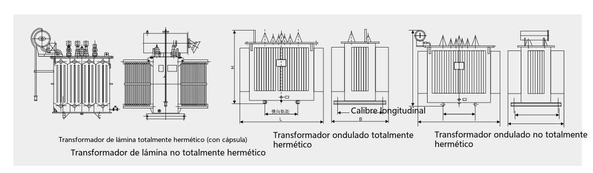 Dimensiones generales del transformador sumergido en aceite de la serie S11