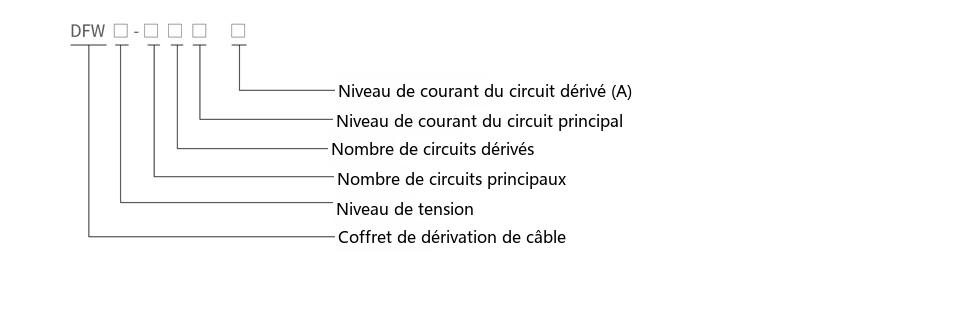 Schéma de désignation du type de la boîte de dérivation de câble de style américain DFW-12/630A