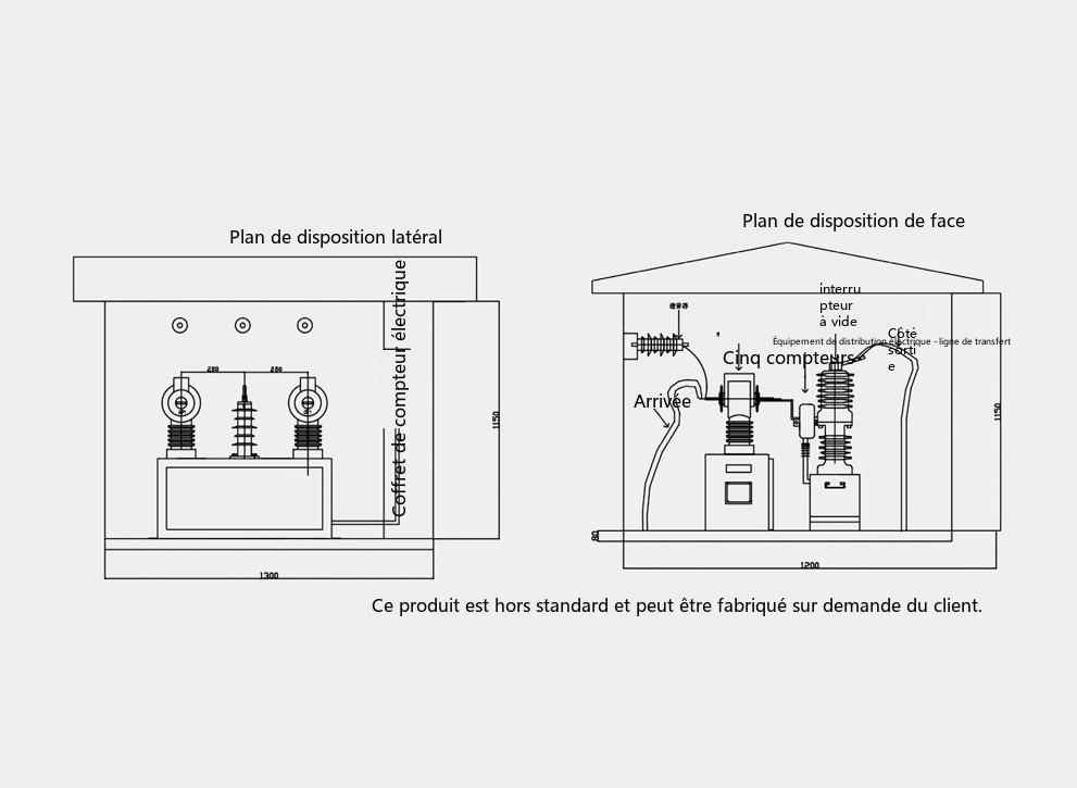 Schéma de structure extérieure du dispositif de comptage et de facturation prépayé intégré à interrupteur de démarcation sur pied