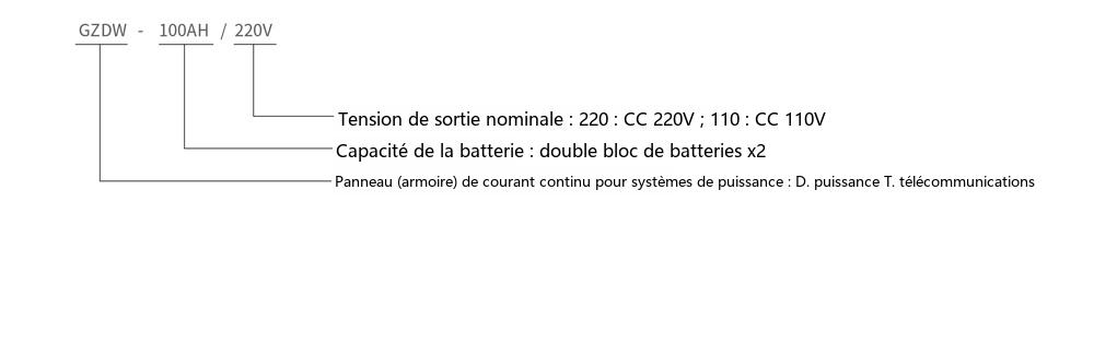 désignation du type du panneau DC à microprocesseur GZDW