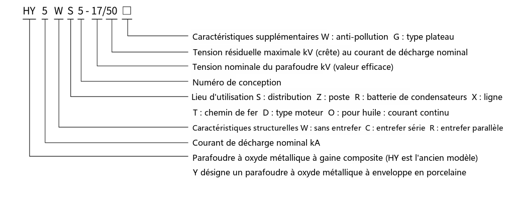 illustration de la désignation du type de parafoudre