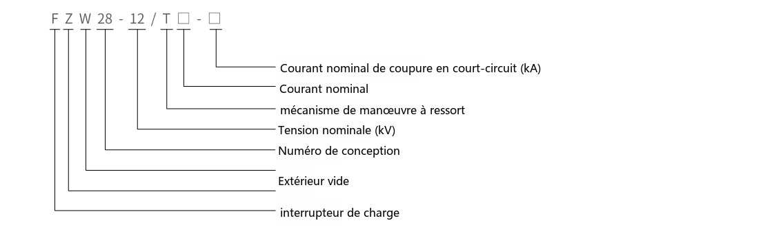 Schéma de désignation du type du FZW28-12