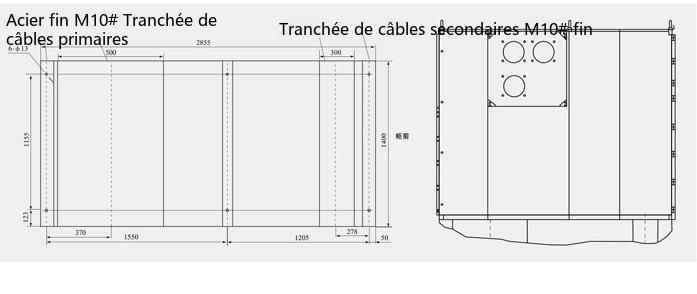 Schéma de la fondation d'installation de l'appareillage de commutation métal-blindé à tiroir débrochable en courant alternatif à enveloppe métallique KYN61-40.5(Z)