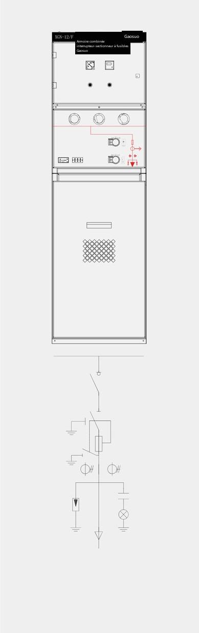 Schéma de structure de l'armoire de montée de l'appareillage en boucle blindé entièrement isolé à solide XGN-12