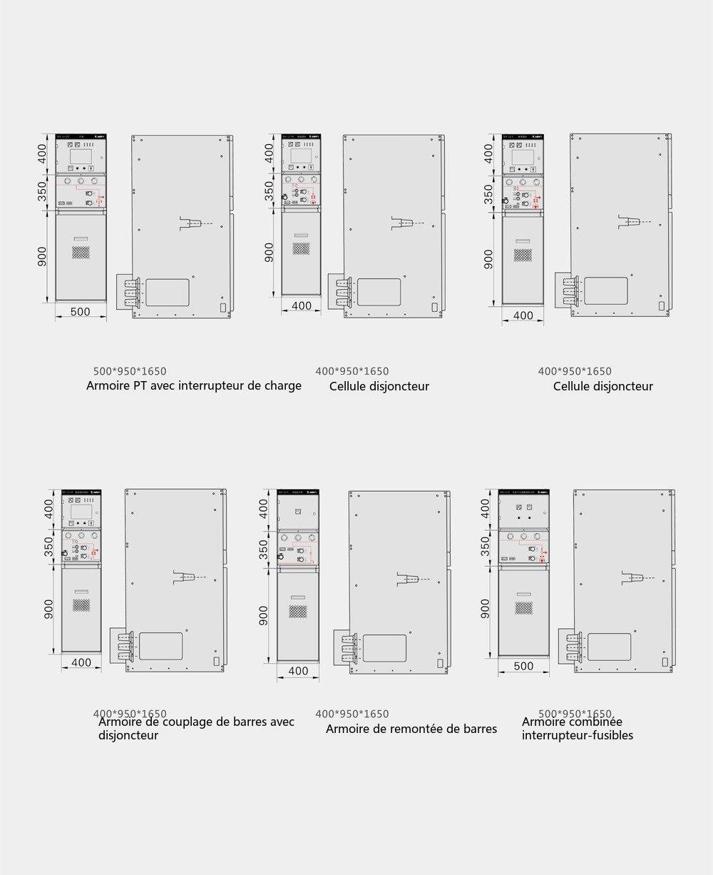 Schéma des dimensions hors tout et d'installation de l'appareillage en boucle blindé entièrement isolé à solide XGN-12 (1)