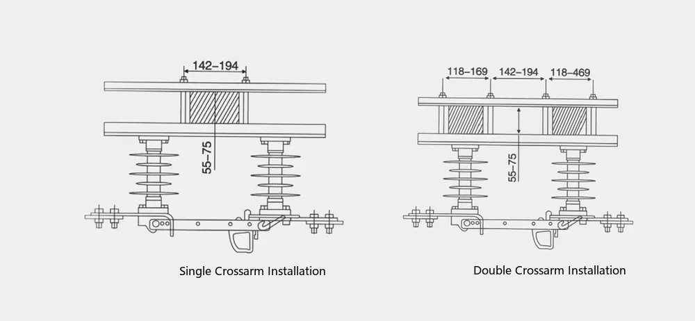 12kVoutdoor high-voltage disconnector DCD-12/630 outline & installation dimensions diagram
