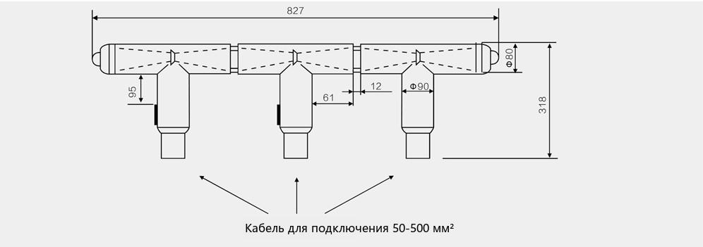 American cable branch box example 2: three-way incoming/outgoing scheme diagram