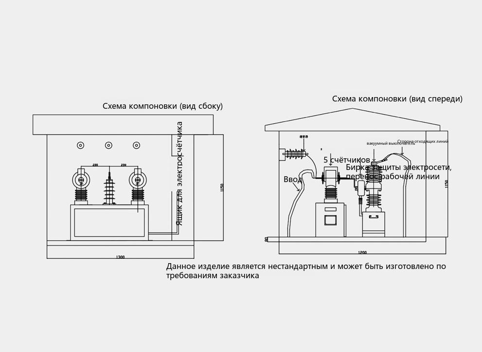 Floor-standing boundary-switch integrated prepaid metering and billing device outline structure diagram