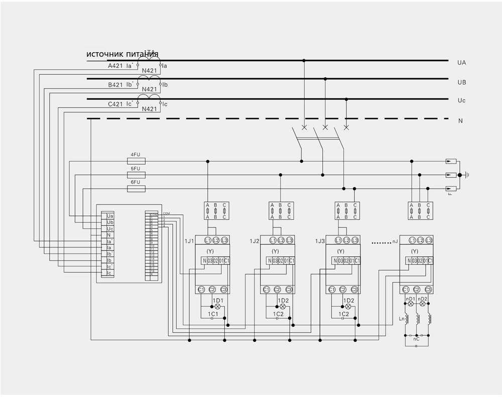 system principle diagram of the GGJ low-voltage intelligent reactive power compensation device