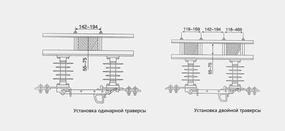 12kVoutdoor high-voltage disconnector DCD-12/630 outline & installation dimensions diagram
