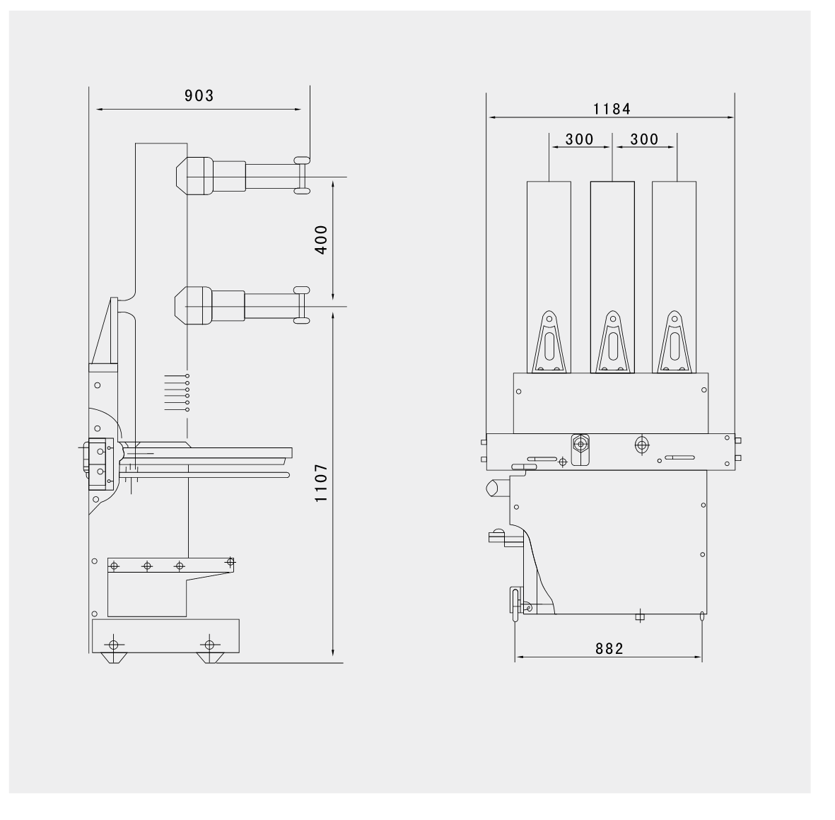 Outline and mounting dimensions of ZN85-40.5